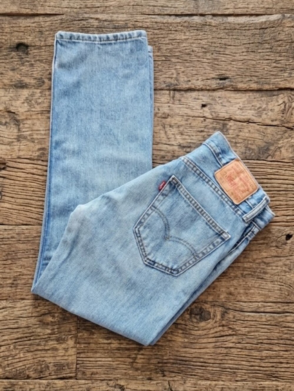 Levi's 505 Regular Fit Jeans Mens 30x30 Light Wash Blue Distressed As-Is